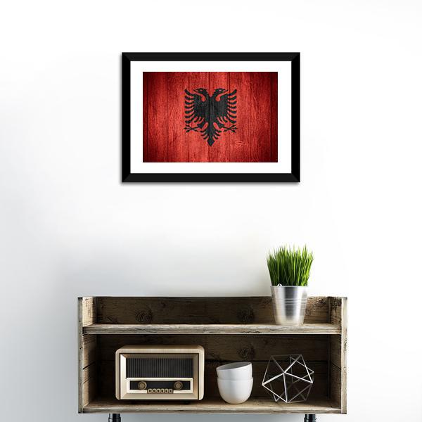 Flag Of Albania Canvas Wall Art-1 Piece-Framed Print-20&quot; x 16&quot;-Tiaracle