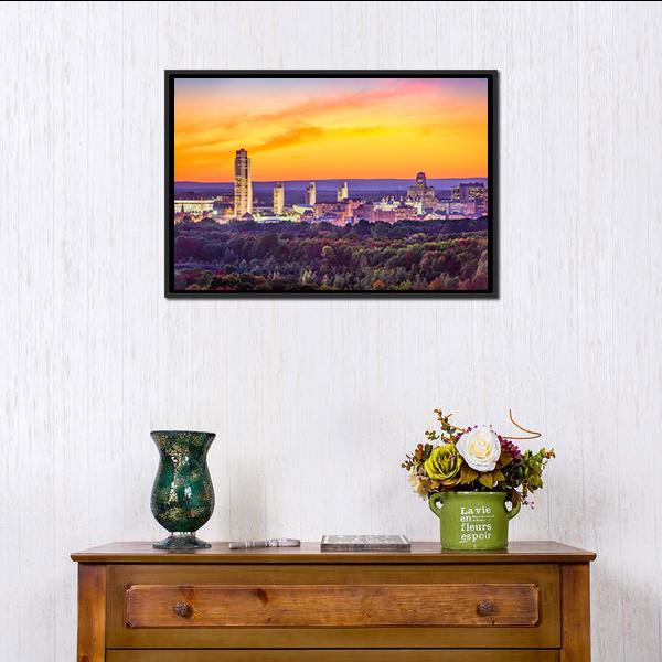 Albany City Skyline Panoramic Canvas Wall Art-1 Piece-36" x 12"-Tiaracle