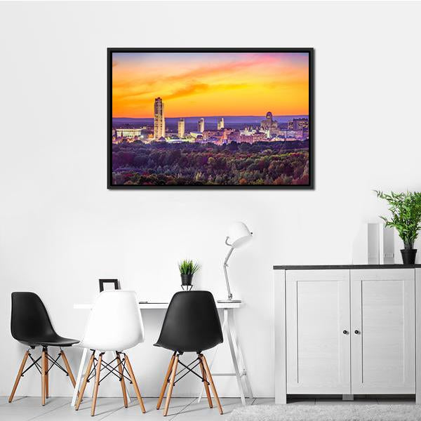 Albany City Skyline Panoramic Canvas Wall Art-1 Piece-36" x 12"-Tiaracle
