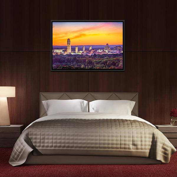 Albany City Skyline Panoramic Canvas Wall Art-1 Piece-36" x 12"-Tiaracle