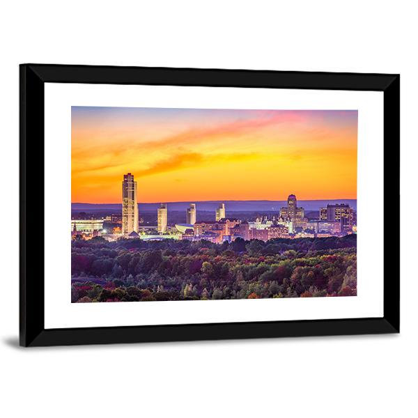 Albany City Skyline Panoramic Canvas Wall Art-1 Piece-36" x 12"-Tiaracle