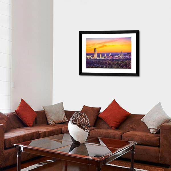 Albany City Skyline Panoramic Canvas Wall Art-1 Piece-36" x 12"-Tiaracle