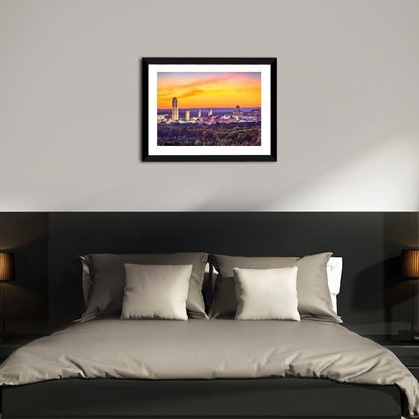 Albany City Skyline Panoramic Canvas Wall Art-1 Piece-36" x 12"-Tiaracle