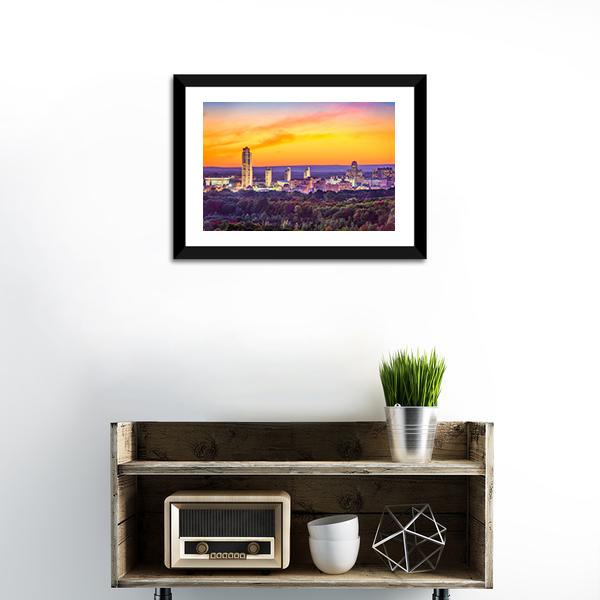 Albany City Skyline Panoramic Canvas Wall Art-1 Piece-36" x 12"-Tiaracle