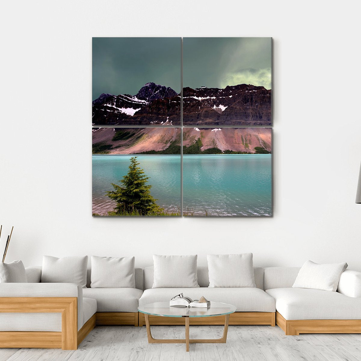 Alberta Glacier Lake Canvas Wall Art-4 Square-Gallery Wrap-17" x 17"-Tiaracle