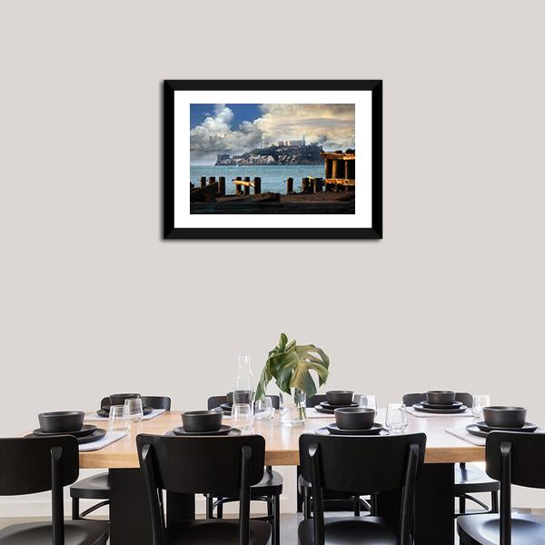 Alcatraz Federal Penitentiary Canvas Wall Art-1 Piece-Framed Print-20" x 16"-Tiaracle