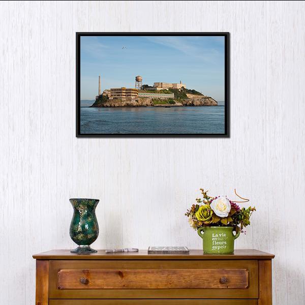 Alcatraz Island In San Francisco Canvas Wall Art-1 Piece-Floating Frame-24&quot; x 16&quot;-Tiaracle