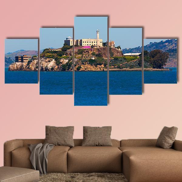 Alcatraz Island Penitentiary In San Francisco Canvas Wall Art-5 Star-Gallery Wrap-62" x 32"-Tiaracle