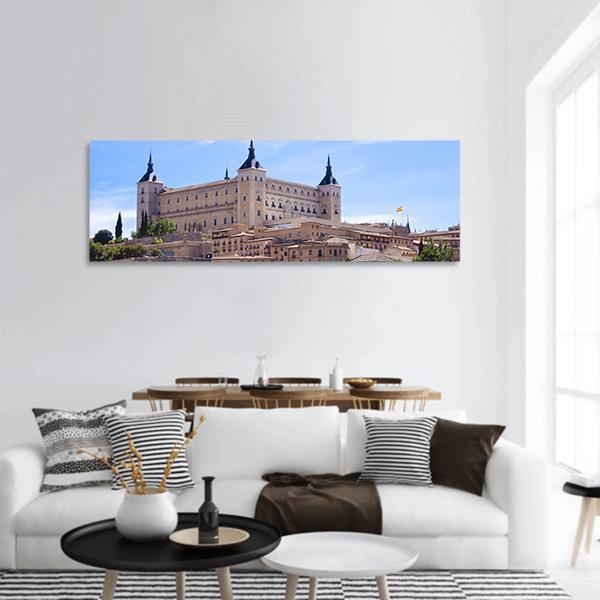 Alcazar In Toledo Spain Panoramic Canvas Wall Art-1 Piece-36" x 12"-Tiaracle