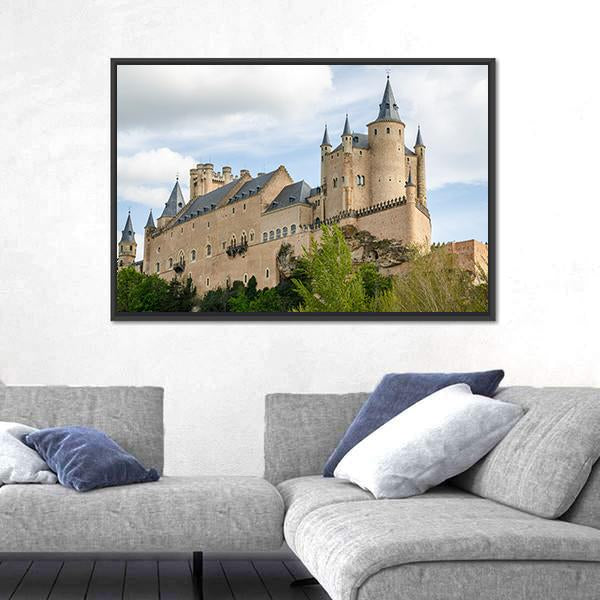 Alcazar Of Segovia Spain Canvas Wall Art-1 Piece-Floating Frame-24" x 16"-Tiaracle