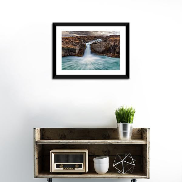 Aldeyjarfoss Fall Canvas Wall Art-1 Piece-Framed Print-20" x 16"-Tiaracle