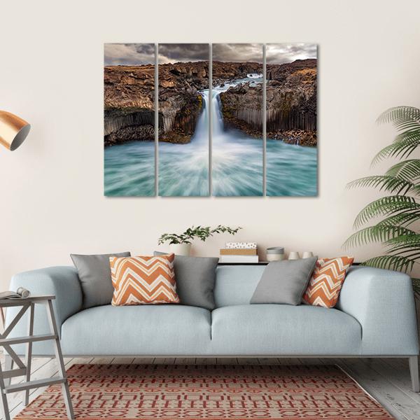 Aldeyjarfoss Fall Canvas Wall Art-4 Horizontal-Gallery Wrap-34" x 24"-Tiaracle