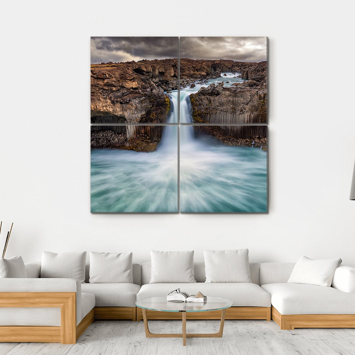 Aldeyjarfoss Fall Canvas Wall Art-4 Square-Gallery Wrap-17" x 17"-Tiaracle