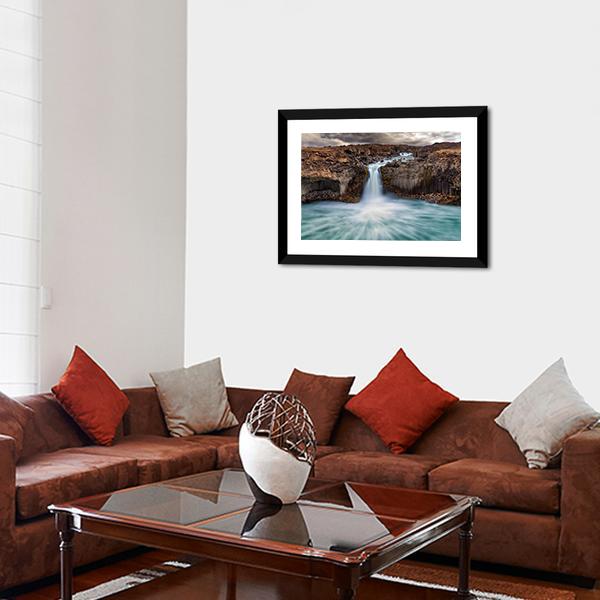 Aldeyjarfoss Fall Canvas Wall Art-5 Horizontal-Gallery Wrap-22" x 12"-Tiaracle