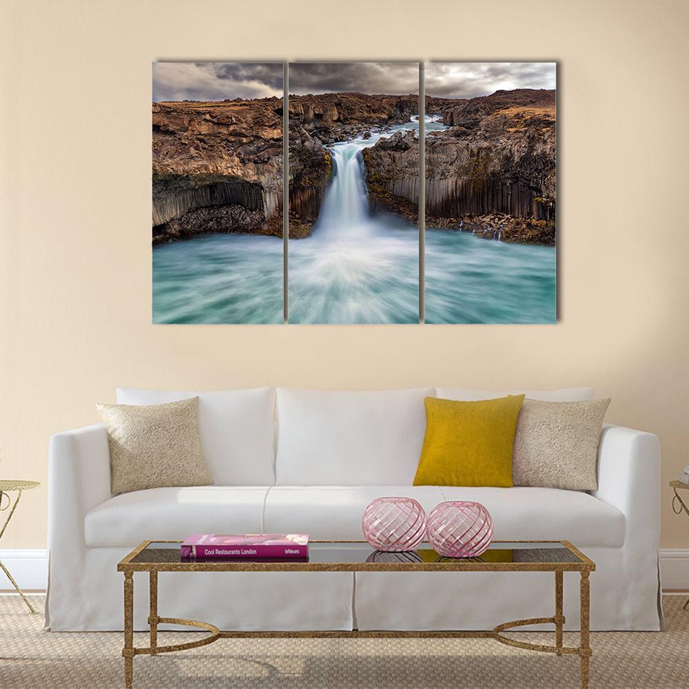 Aldeyjarfoss Fall Canvas Wall Art-3 Horizontal-Gallery Wrap-37&quot; x 24&quot;-Tiaracle