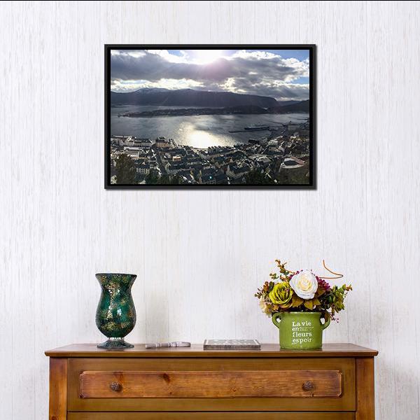 Alesund City Landscape Panoramic Canvas Wall Art-1 Piece-36" x 12"-Tiaracle