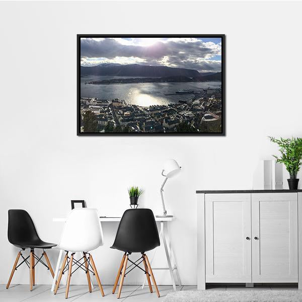 Alesund City Landscape Panoramic Canvas Wall Art-1 Piece-36" x 12"-Tiaracle
