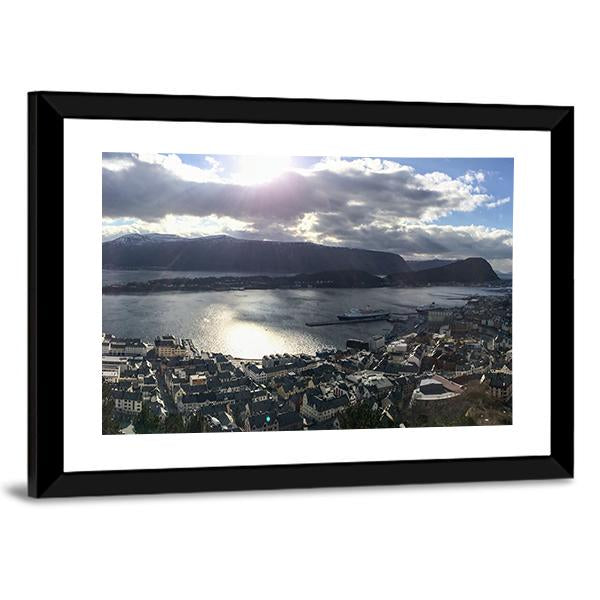 Alesund City Landscape Panoramic Canvas Wall Art-1 Piece-36" x 12"-Tiaracle