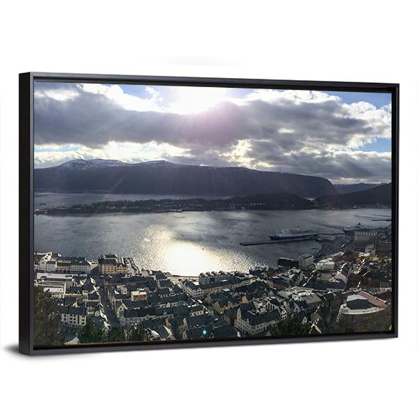 Alesund City Landscape Panoramic Canvas Wall Art-1 Piece-36" x 12"-Tiaracle