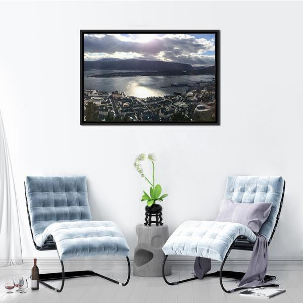 Alesund City Landscape Panoramic Canvas Wall Art-1 Piece-36" x 12"-Tiaracle