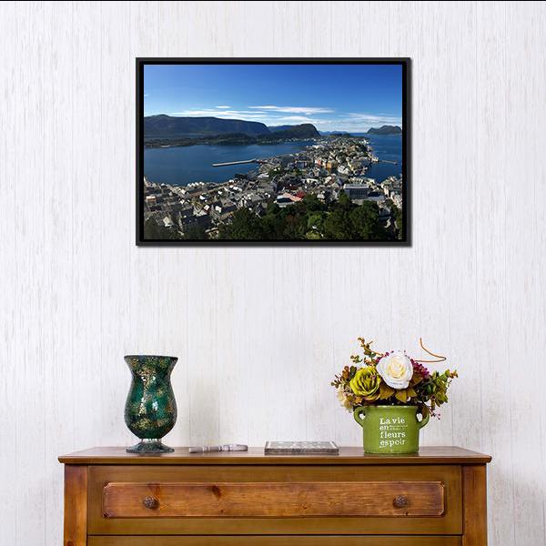 Alesund Sea In Norway Panoramic Canvas Wall Art-1 Piece-36" x 12"-Tiaracle