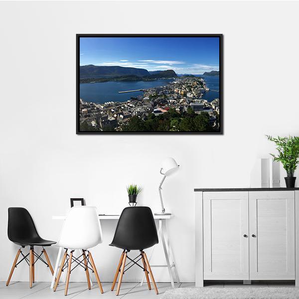 Alesund Sea In Norway Panoramic Canvas Wall Art-1 Piece-36" x 12"-Tiaracle