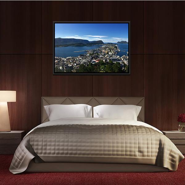 Alesund Sea In Norway Panoramic Canvas Wall Art-1 Piece-36" x 12"-Tiaracle