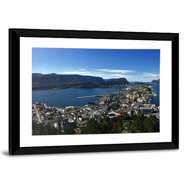Alesund Sea In Norway Panoramic Canvas Wall Art-1 Piece-36" x 12"-Tiaracle