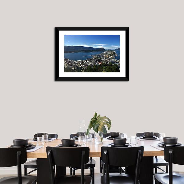 Alesund Sea In Norway Panoramic Canvas Wall Art-1 Piece-36" x 12"-Tiaracle