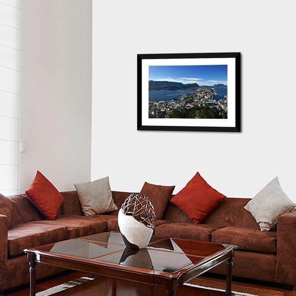Alesund Sea In Norway Panoramic Canvas Wall Art-1 Piece-36" x 12"-Tiaracle