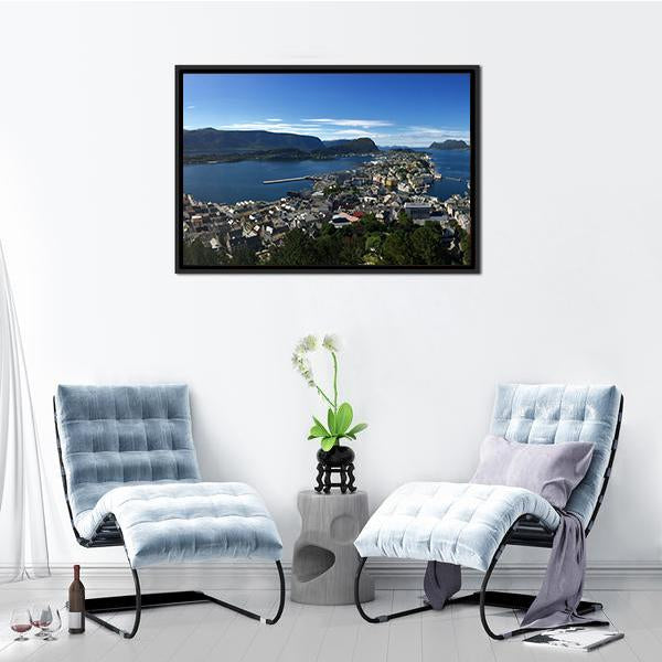 Alesund Sea In Norway Panoramic Canvas Wall Art-1 Piece-36" x 12"-Tiaracle