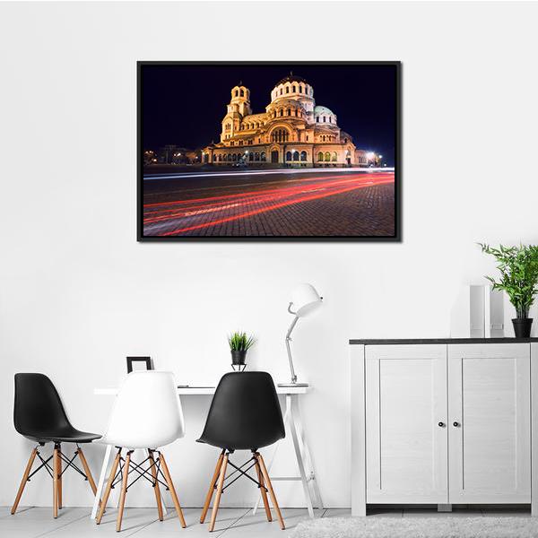 Alexander Nevski Cathedral In Sofia Canvas Wall Art-1 Piece-Floating Frame-24" x 16"-Tiaracle