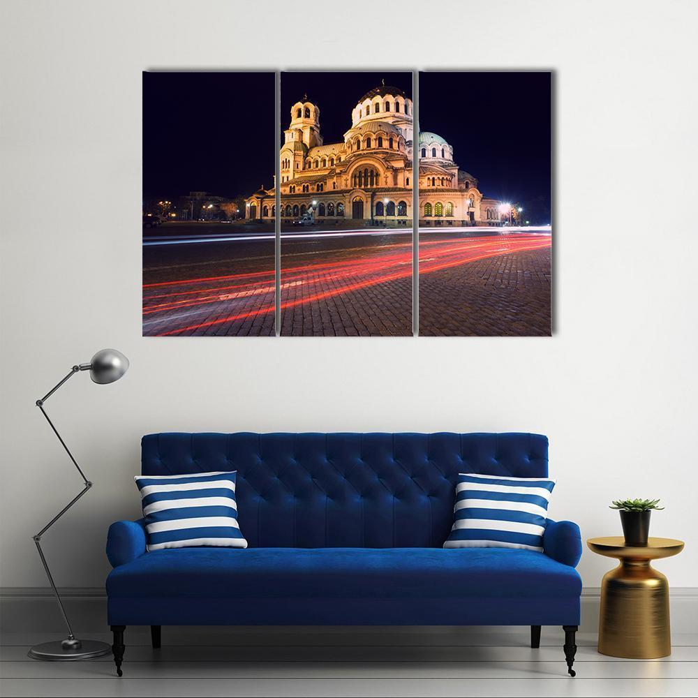 Alexander Nevski Cathedral In Sofia Canvas Wall Art-3 Horizontal-Gallery Wrap-37" x 24"-Tiaracle