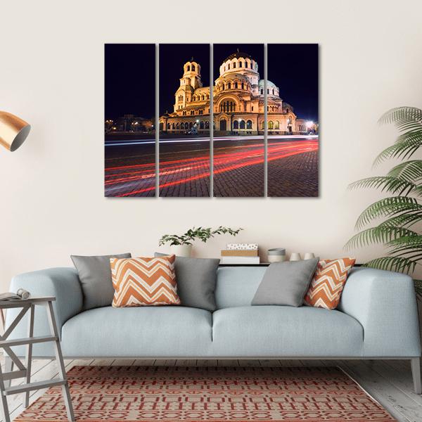 Alexander Nevski Cathedral In Sofia Canvas Wall Art-4 Horizontal-Gallery Wrap-34" x 24"-Tiaracle