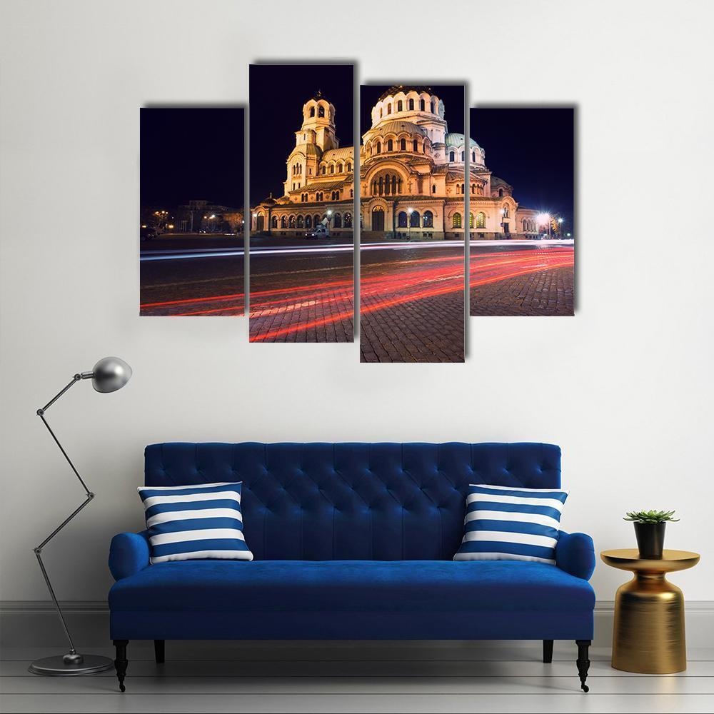 Alexander Nevski Cathedral In Sofia Canvas Wall Art-4 Pop-Gallery Wrap-50" x 32"-Tiaracle