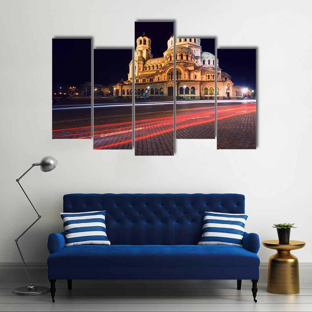 Alexander Nevski Cathedral In Sofia Canvas Wall Art-5 Pop-Gallery Wrap-47" x 32"-Tiaracle
