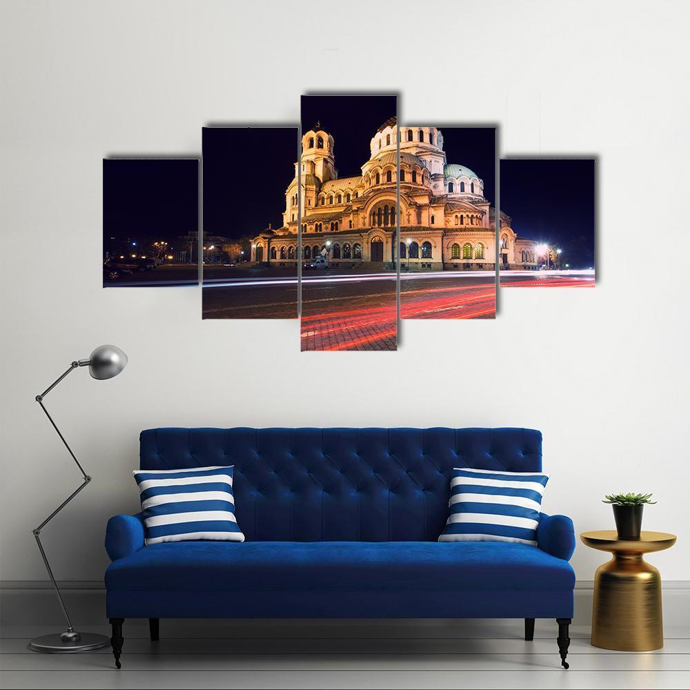 Alexander Nevski Cathedral In Sofia Canvas Wall Art-5 Star-Gallery Wrap-62&quot; x 32&quot;-Tiaracle