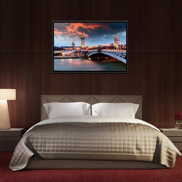 Alexandre Bridge lll In Paris Canvas Wall Art-3 Horizontal-Gallery Wrap-25" x 16"-Tiaracle