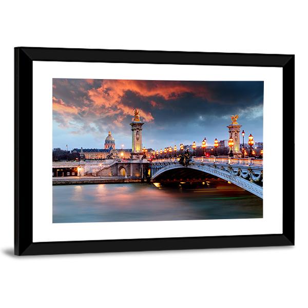 Alexandre Bridge lll In Paris Canvas Wall Art-3 Horizontal-Gallery Wrap-25" x 16"-Tiaracle