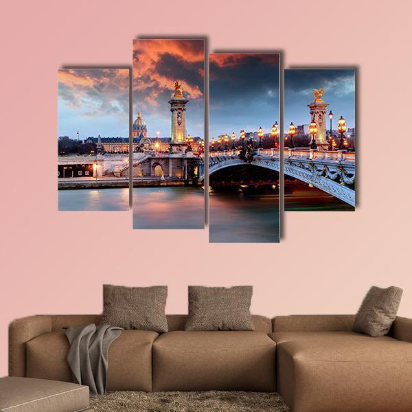 Alexandre Bridge lll In Paris Canvas Wall Art-4 Pop-Gallery Wrap-50" x 32"-Tiaracle