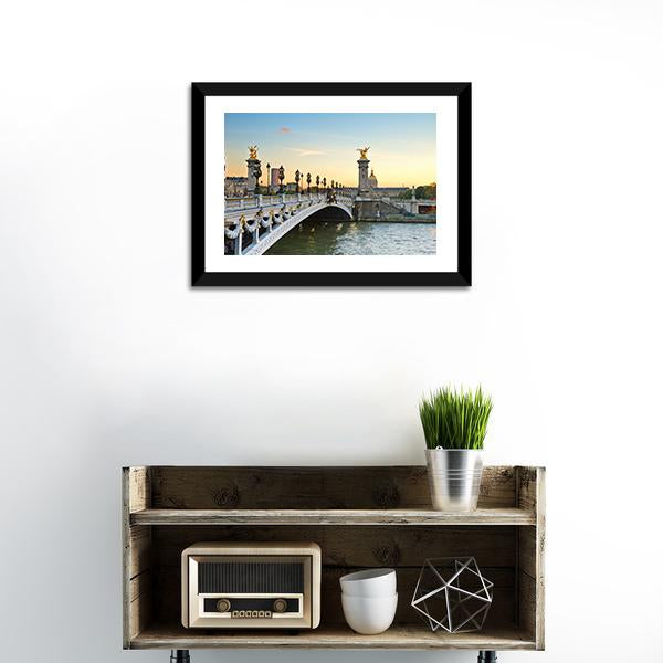 Alexandre III Bridge At Sunset In Paris Canvas Wall Art-1 Piece-Framed Print-20" x 16"-Tiaracle