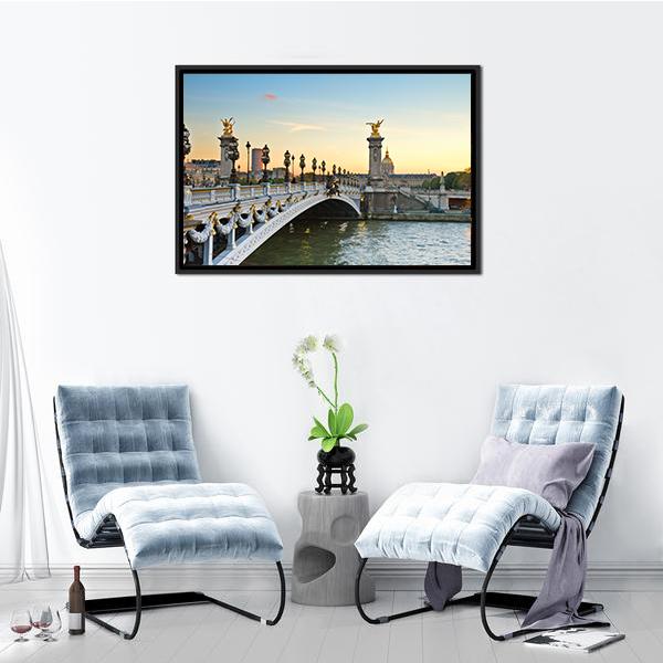 Alexandre III Bridge At Sunset In Paris Canvas Wall Art-3 Horizontal-Gallery Wrap-25" x 16"-Tiaracle