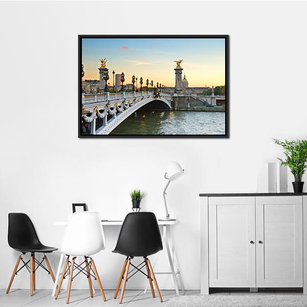 Alexandre III Bridge At Sunset In Paris Canvas Wall Art-3 Horizontal-Gallery Wrap-25" x 16"-Tiaracle
