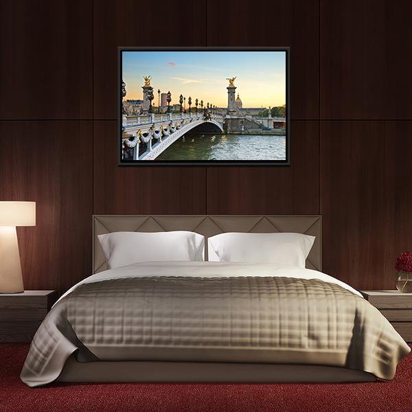 Alexandre III Bridge At Sunset In Paris Canvas Wall Art-3 Horizontal-Gallery Wrap-25" x 16"-Tiaracle