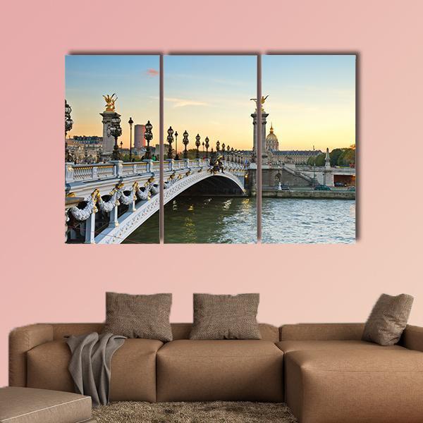 Alexandre III Bridge At Sunset In Paris Canvas Wall Art-3 Horizontal-Gallery Wrap-37" x 24"-Tiaracle