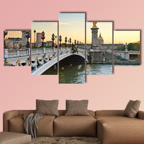 Alexandre III Bridge At Sunset In Paris Canvas Wall Art-5 Star-Gallery Wrap-62" x 32"-Tiaracle