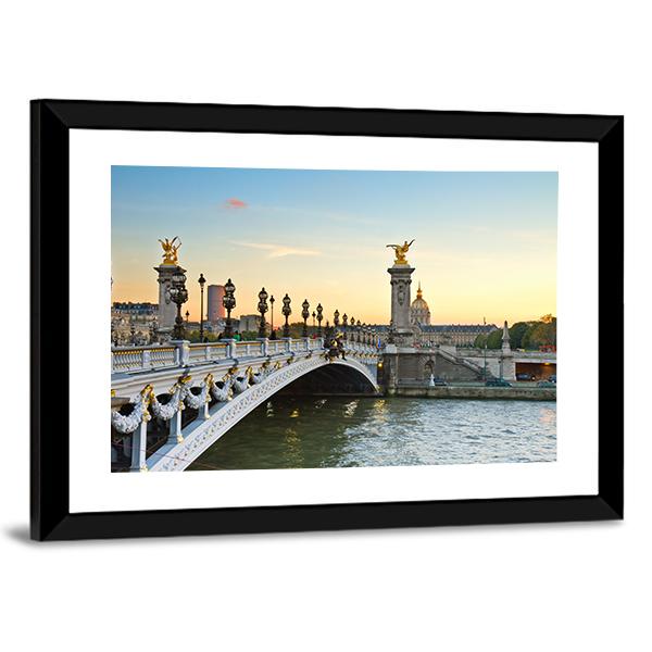 Alexandre III Bridge At Sunset In Paris Canvas Wall Art-3 Horizontal-Gallery Wrap-25" x 16"-Tiaracle