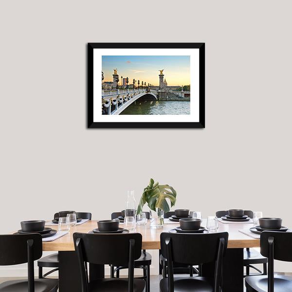 Alexandre III Bridge At Sunset In Paris Canvas Wall Art-3 Horizontal-Gallery Wrap-25" x 16"-Tiaracle