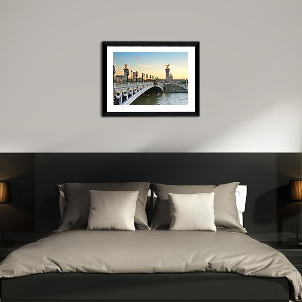 Alexandre III Bridge At Sunset In Paris Canvas Wall Art-3 Horizontal-Gallery Wrap-25" x 16"-Tiaracle