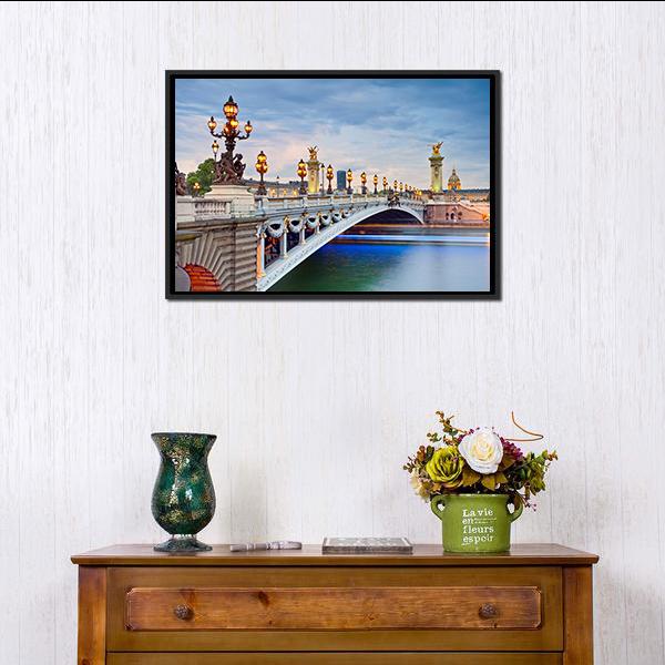 Alexandre III Bridge Located In Paris Canvas Wall Art-1 Piece-Floating Frame-36" x 24"-Tiaracle